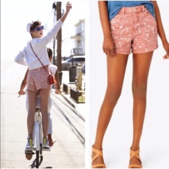 Kate Spade pink/white splatter print Saturday shortie Jean shorts size 8 - Picture 1 of 5